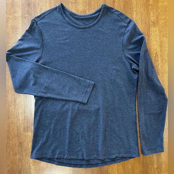 Lululemon 5Year Basic Long Sleeve Pima Cotton Stretch Navy Basic Essential Men L - Picture 3 of 6